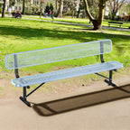 Heavy-Duty Park Bench for Outside - Black Coated Outdoor Furniture Steel Bench, Commercial-Grade Outdoor Benches Weatherproof for Park, Patio, Porch (Portable with Back, 4/6/8 Ft) (Grey, 8FT)