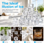 Hacaroa 150 Pack Clear Fake Ice Cubes, 0.7" (18mm) Acrylic Decorative Ice Rocks Square Artificial Crystals Vase Rocks for Home, Wedding Decoration, Vase Fillers, Photography Props, Party Table Scatter