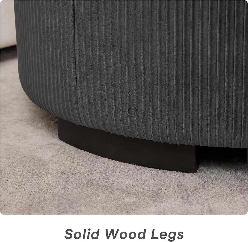 29.5 Inch Round Storage Ottoman Coffee Table,Modern Circle Coffee Table with Storage with Removable Lid Top and Solid Wood Legs,Large Round Ottoman for Bedroom,Living Room,Velvet,Grey