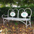 35.4" Outdoor Bench,Folding Benchs for Children,Patio Bench with Armrest,Cast Iron All Metal Frame Garden Benchs,Outdoor Bench Weatherproof for Front Porch Yard,White 1,35.4x21.6x9.4In