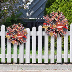 Patriotic Wreaths for Front Door, New 250th Anniversary Decorations, 4th of July Decorations Outdoor, Handcrafted Memorial Day Wreaths, Festival Celebration USA Flag Printed Wreath (D)