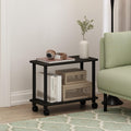 Furinno Turn-N-Tube Side Table, 2-Tier Sofa End Table with Wheels, Toolless Assembly Night Stand, Bedside Table with Open Shelf, for Living Room, Bedroom, Dark Espresso