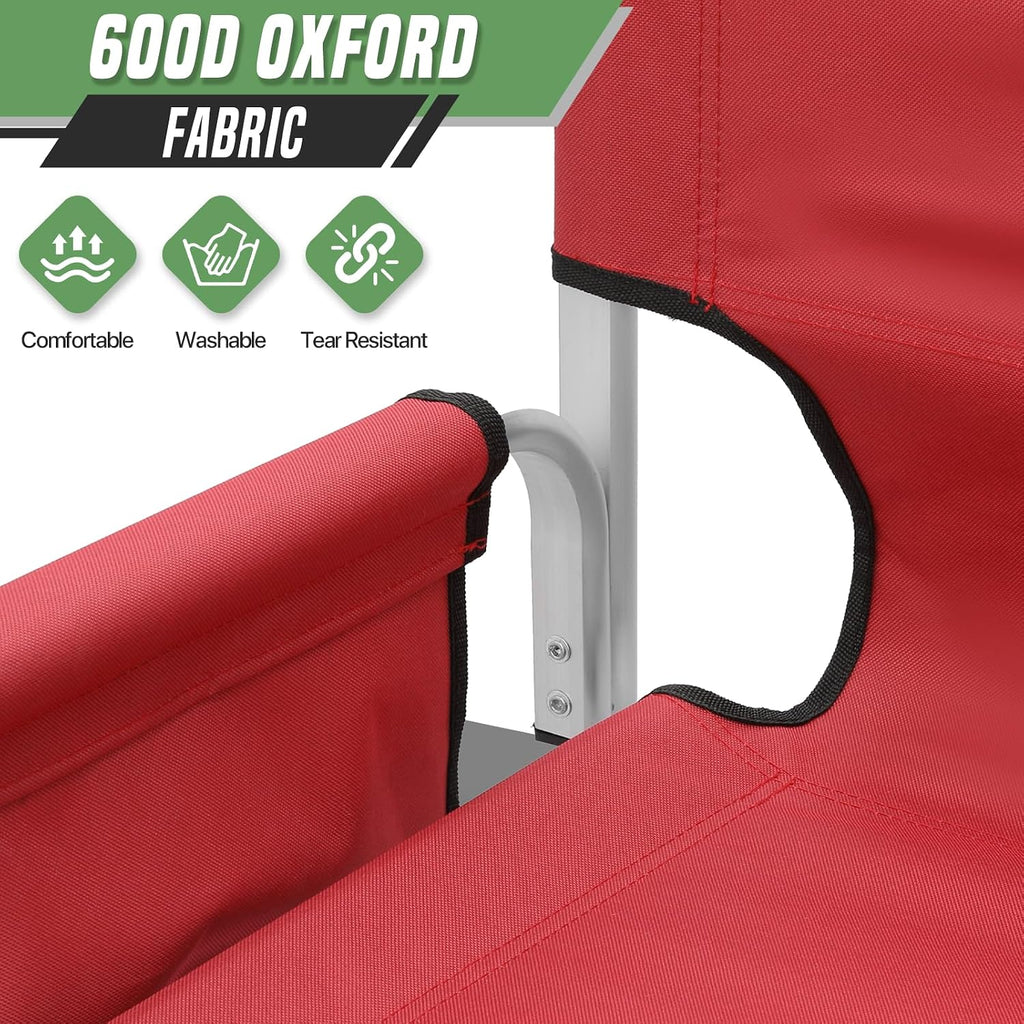 Directors Chair, 31“Tall Foldable Camping Chairs, Folding Aluminum Frame Vanity Chair, Makeup Artist Chair, Portable Camping Chair with Side Table, Cup Holder and Pockets, 250lbs Capacity (Cherry Red)