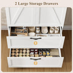 HOSTACK 70" Tall Kitchen Pantry Storage, Barn Doors Pantry Cabinet with Drawers and Adjustable Shelf, Modern Farmhouse Storage Cabinet for Kitchen, Dining Room, Living Room, Bathroom, White