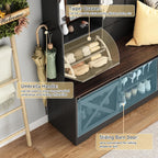 75''H 59''W Large LED Farmhouse Hall Tree with Bench and Shoe Storage,Entryway Bench with Coat Rack,16 Shoe Cubbies & Umbrella Holder and Sock Storage Drawer,Mudroom/Hallway Storages Cabinet(black)