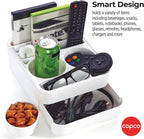 Copco Home Office Caddy Lazy Susan Organizer with Removable Snack Cup and Drawer - Desktop Turntable Storage for Snacks, Tablets, Phones, Remotes, Headphones - 10 x 8.5 x 4.5 Inches