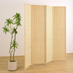 4 Panel Room Divider and Extra Wide Folding Privacy Screen, 63" W x 67" H, Bamboo Room Divider for Room Separation
