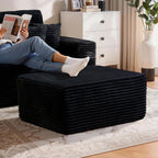 37" Plush Boneless Ottoman, Upholstered Cloud Footrest for Boneless Couch in a Box,Oversize Poufs for Living Room & Bedroom Sofa Ottoman,Comfy Seating with Dense Foam, Black (Plush Corduroy Fabric)