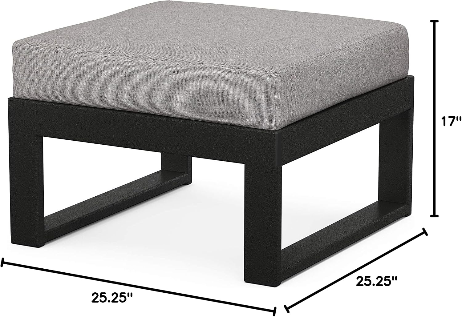POLYWOOD® Edge Modular Deep Seating Ottoman, Black/Grey Mist