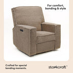 Storkcraft Texas Nursery Power Recliner Swivel Glider – Oeko-TEX 100 Certified, Nursery Rocking Chair with Push-Button Electronic Recline Function, USB-A and USB-C Charging Ports (Brown Sugar Sherpa)