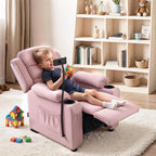 MCombo Bigger Kids Recliner for Ages 5+, Teens Recliner with iPad Stand, Child Reclining Chair with Cup Holders (Pink)