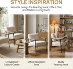 DUOMAY Beige Modern Accent Chair Chenille Upholstered Lounge Bedroom Chair with Metal Legs Comfy Lightweight Living Room Chair Armchair for Home Reading