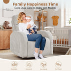 Swivel Rocker Recliner for Nursery, Glider Recliner Nursery Chair, Rocking Recliner Chairs with Double Pockets for Living Room, Camel Corduroy