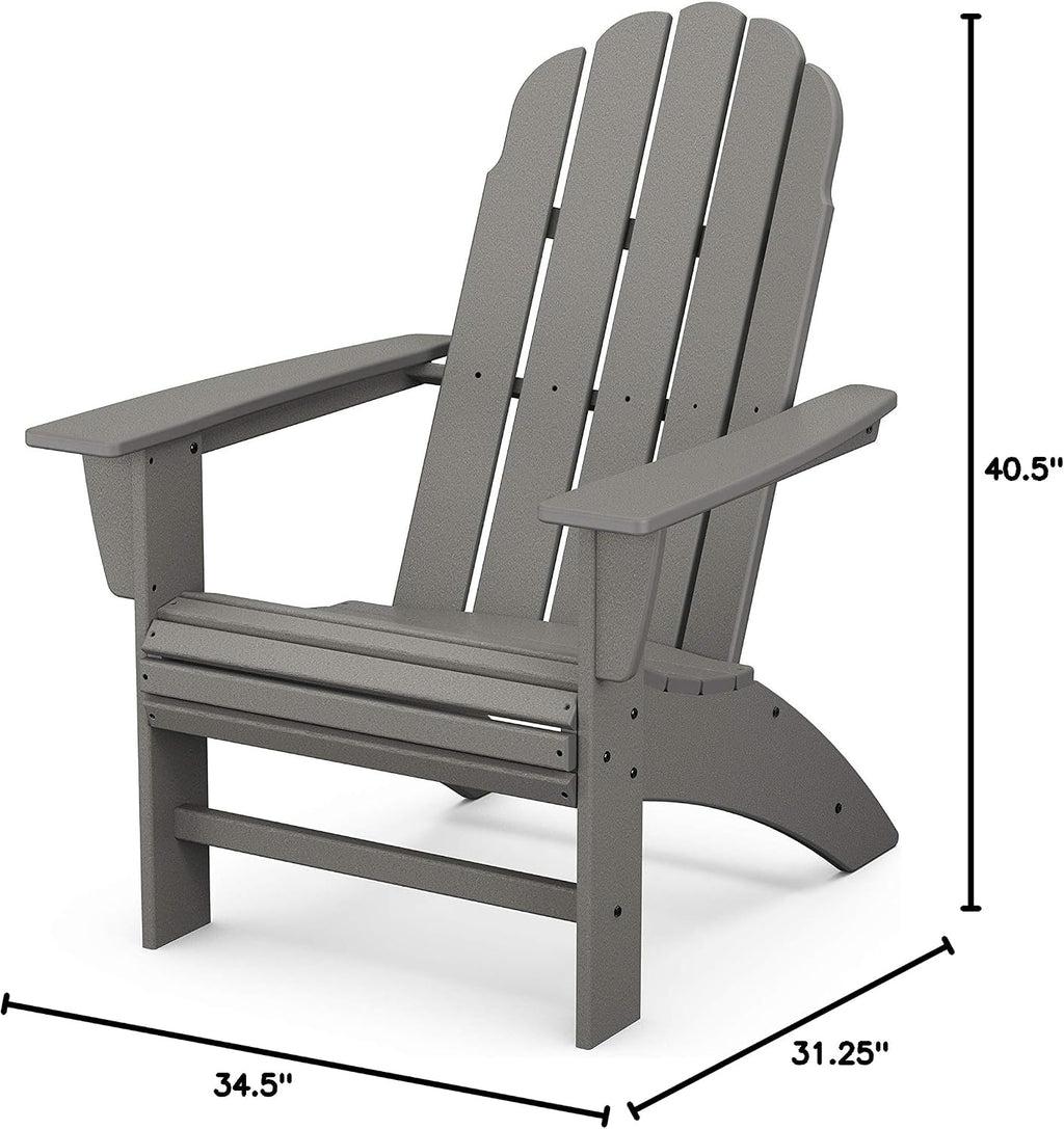 POLYWOOD Vineyard Curveback Adirondack Chair, Slate Grey - Heavy Duty HDPE Outdoor Patio Furniture - Classic Comfort Design for Deck, Garden, Backyard, Pool, Fire Pit
