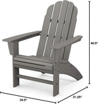 POLYWOOD Vineyard Curveback Adirondack Chair, Slate Grey - Heavy Duty HDPE Outdoor Patio Furniture - Classic Comfort Design for Deck, Garden, Backyard, Pool, Fire Pit