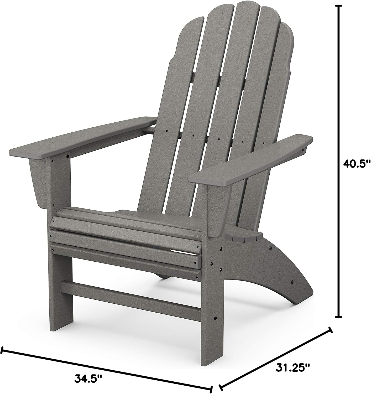 POLYWOOD Vineyard Curveback Adirondack Chair, Slate Grey - Heavy Duty HDPE Outdoor Patio Furniture - Classic Comfort Design for Deck, Garden, Backyard, Pool, Fire Pit