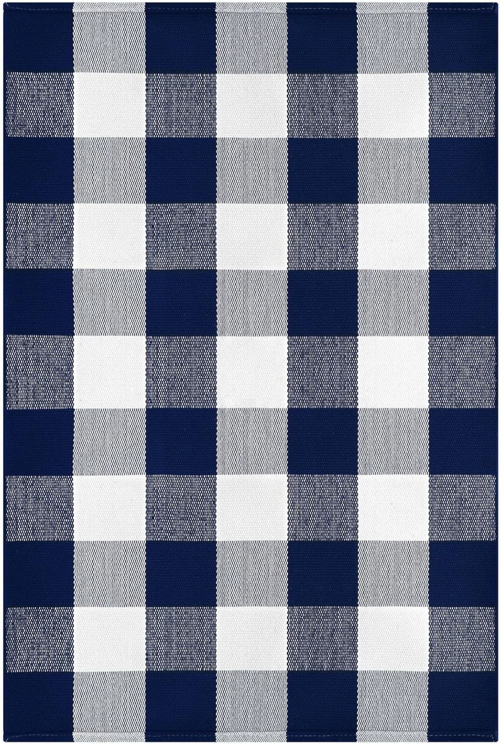 KOZYFLY Buffalo Plaid Area Rugs 2.3x3.6 Ft Blue and White Rug Washable Front Door Mat Woven Cotton Indoor Outdoor Rug for Front Porch Kitchen Entryway Patio Farmhouse Checkered Doormat