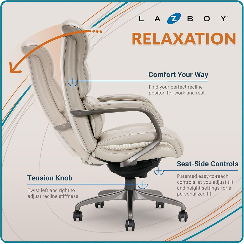 La-Z-Boy Aberdeen Bonded Leather Executive Chair, Beige