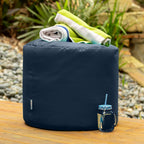 Jaxx Spring Indoor/Outdoor Bean Bag Pouf Ottoman, Navy