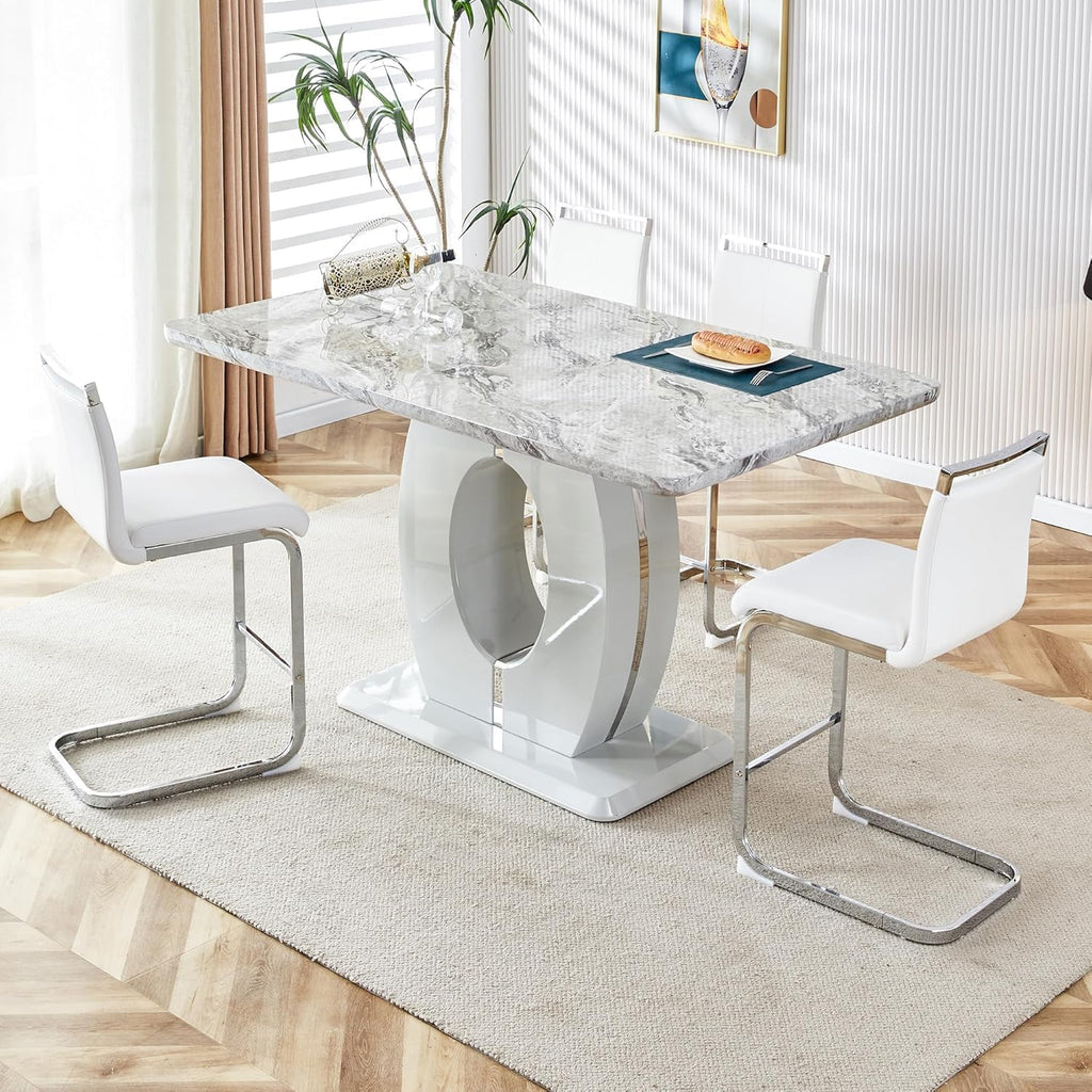 gopop Bar Stools Set of 3,Counter Height Bar Stools with Backs,White Barstools with Chrome Plated Metal Leg,Upholstered Leather Counter Stools Ideal for Kitchen Counter Dining Island Bar Pub