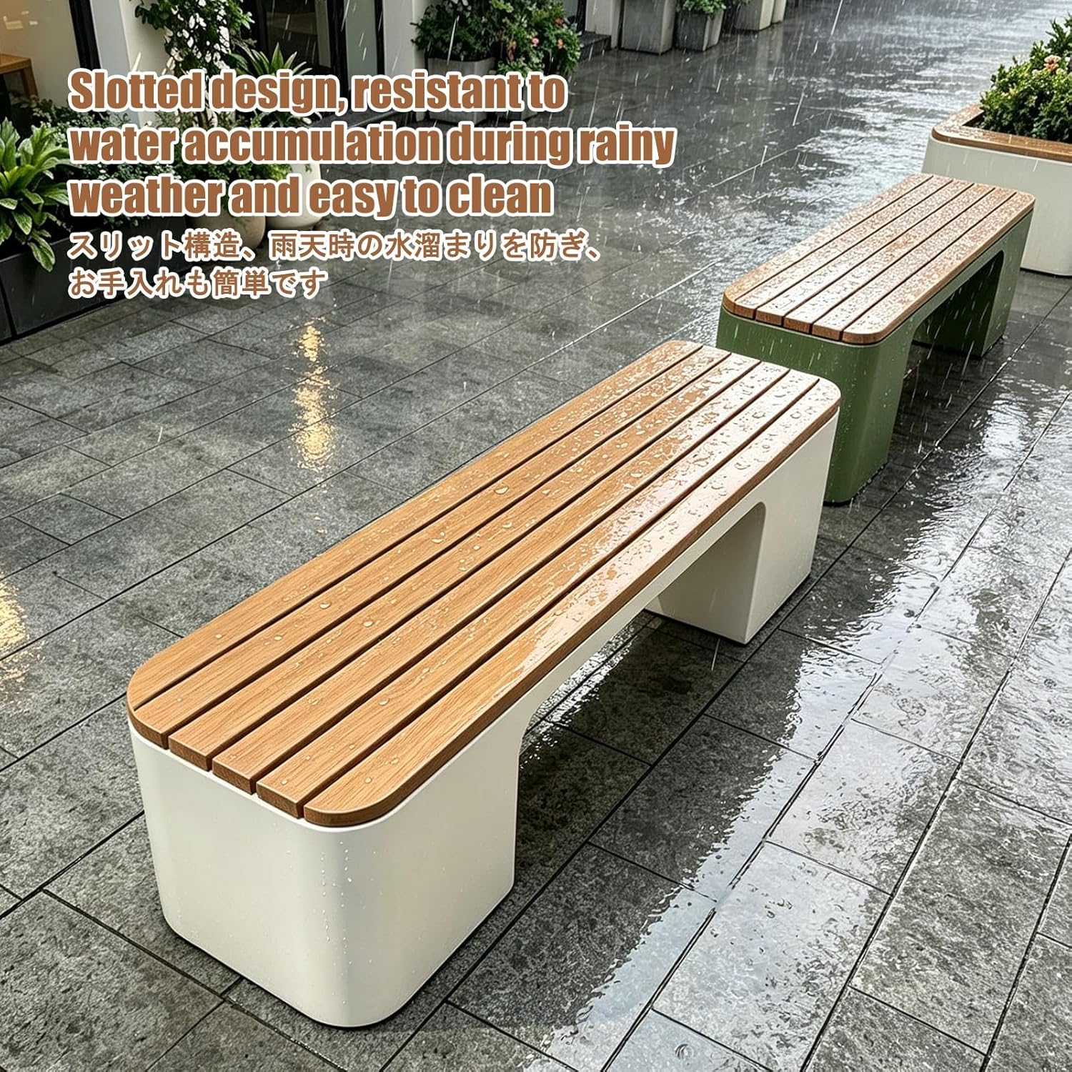 Garden Benches for Outdoors, Patio Benches for Outdoors, Weather Resistant, Backless Design, Suitable for Parks, Gardens, Patios, and Leisure Areas.(Green,150 * 40 * 45CM)