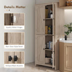 31.5" D*15.75" W*71.75" H Natural Wood Kitchen Pantry with 2 Shelves, 2 Double Doors, Farmhouse Rectangular Storage Cabinet, for Living Room, Dining Room