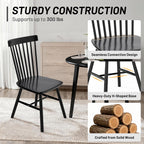 AreShark Windsor Dining Chairs Set of 4, Farmhouse Wooden Dining Room Chairs, Solid Wood Kitchen Chairs with Spindle Back, Black