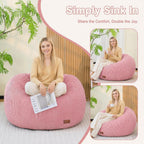 Bean Bag Chair for Adults Teens & Kids, Giant Round Bean Bag-XL | Memory Sponge Filling, Boneless Lounge Floor Sofa Chair with Handle & Non-Slip Base for Living Room Bedroom Balcony(Pink)