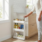 Lavish Home 3 Tier Shelf Rolling Cart - Narrow-Space Kitchen or Bathroom Shelf Organizer Cart - Slim Slide-Out Storage Shelves for Kitchen, Bathroom, Laundry and Pantry