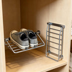 2026 New RV Shoe Storage 4-Pack Foldable Aluminum Wall Mounted Shoe Rack, Space Saver Camper Organizers and Storage for Travel Trailer, Bedside & Hallway - Rustproof Silver