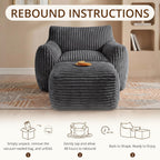 Giant Bean Bag Chair for Adults, Large Bean Bag with Ottoman | Cloud Comfy Bean Bag with Backrest & Armrests, Stuffed Beanbag Chair for Reading, Gaming, Napping, Gray