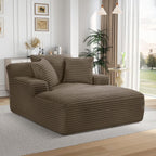 Oversized Chaise Lounge Chair Indoor,50" W Upholstered Corduroy Sofa with 3 Pillows,Comfy Fluffy Cloud Couch,Modern Deep Seat Sofa,Single Sleeper Sofa Chair for Livingroom,Bedroom,No Assembly(Brown)
