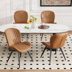 Dining Chairs Set of 4, Modern Dining Room Chairs, Fabric Kitchen Chair Upholstered Dining Chairs with Thick Cushions for Kitchen and Dining Room Brown