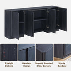 JXQTLINGMU 66" Large Sideboard Buffet Cabinet with Storage, 30" Tall Modern Kitchen Storage Cabinet, Adjustbale Shelf, Coffee Bar, Long Accent Table for Dining Room,Living Room, Entryway, Black