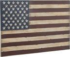 Deco 79 Metal American Flag Home Wall Decor Indoor Outdoor Wall Sculpture, Wall Art 38" x 2" x 26", Red