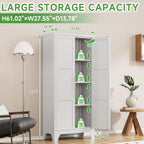 Pantry Cabinet,61" Tall Kitchen Pantry Storage Cabinets with 2 Doors and 3 Adjustable Shelves for Kitchen,Living Room/White