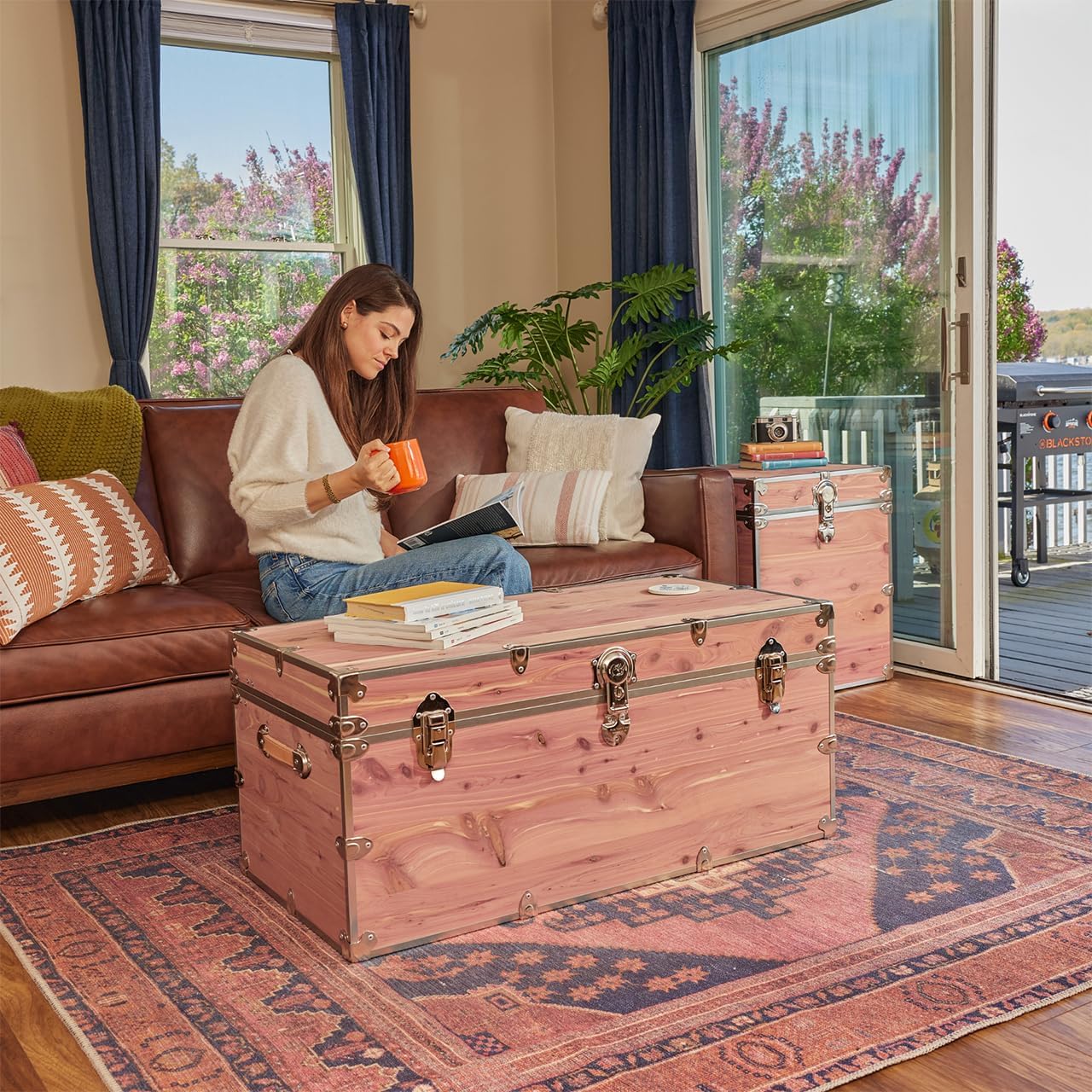 Rhino Trunk & Case Knotty Cedar Chest – XXL Storage Box, Coffee Table, End of Bed Trunk or Entryway Storage Bench – 36"x18"x18" USA-Made, Furniture Grade, Heirloom Aesthetic – Strong and Secure