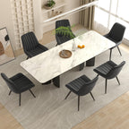 Nalupatio Modern Dining Chairs Set of 6, Fabric Dining Room Chairs with Soft Backrest and Seat, Comfortable Thick Cushion Upholstered Side Chairs with Metal Legs for Kitchen, Black