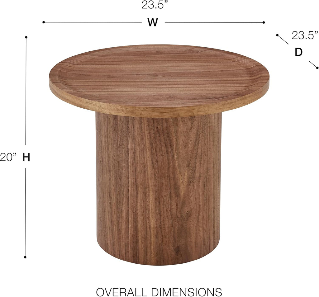 Euro Style Boden 24" End Table | Modern Minimalist Sculptural Accent Table | Ideal for Home, Office, or Lounge Spaces | Walnut