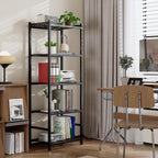 Storage Shelves, 5-Tier Metal Shelving Unit with Adjustable Feet, Compact Shelf Organizer for Garage, Kitchen, Pantry and Closet Organization,17.7" x 11.8" x 56.3", Black