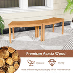 HAPPYGRILL Acacia Wood Outdoor Curved Bench, Fire Pit Bench with Slatted Seats, Tree Benches Wrap Around for Patio Garden Backyard, 400 lbs (2)