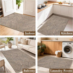 Indoor Door Mat 24"x36", Low-Profile Welcome Front Door Mat Indoor Entrance, Non Slip Rubber Backing Inside Doormat Washable Entryway Dirt Resistant & Absorbent 2x3 Entry Mat, Light-Brown
