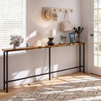 GRLEAF 78" Sofa Table with Built-in Power Strip (2 AC Outlets & 2 USB Ports) – 4.9ft Power Cord, Metal Frame, Easy Assembly, Long Couch Table Behind Sofa, Living Room and Home Office | Rustic Brown