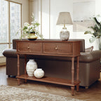 ARTPOWER Console Table with Drawers for Entryway, Mid-Century Entryway Table with Storage, Brown Narrow Entryway Table with Open Shelf Behind Sofa for Living Room, Foyer, Hallway