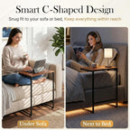 SUPER DEAL Nesting Tables Set of 3, Industrial C Shaped End Table Stackable Coffee Table Heavy Duty Metal Frame for Small Space, Living Room, Bedroom, Side Table Tray for Laptop Snack, Rustic Brown