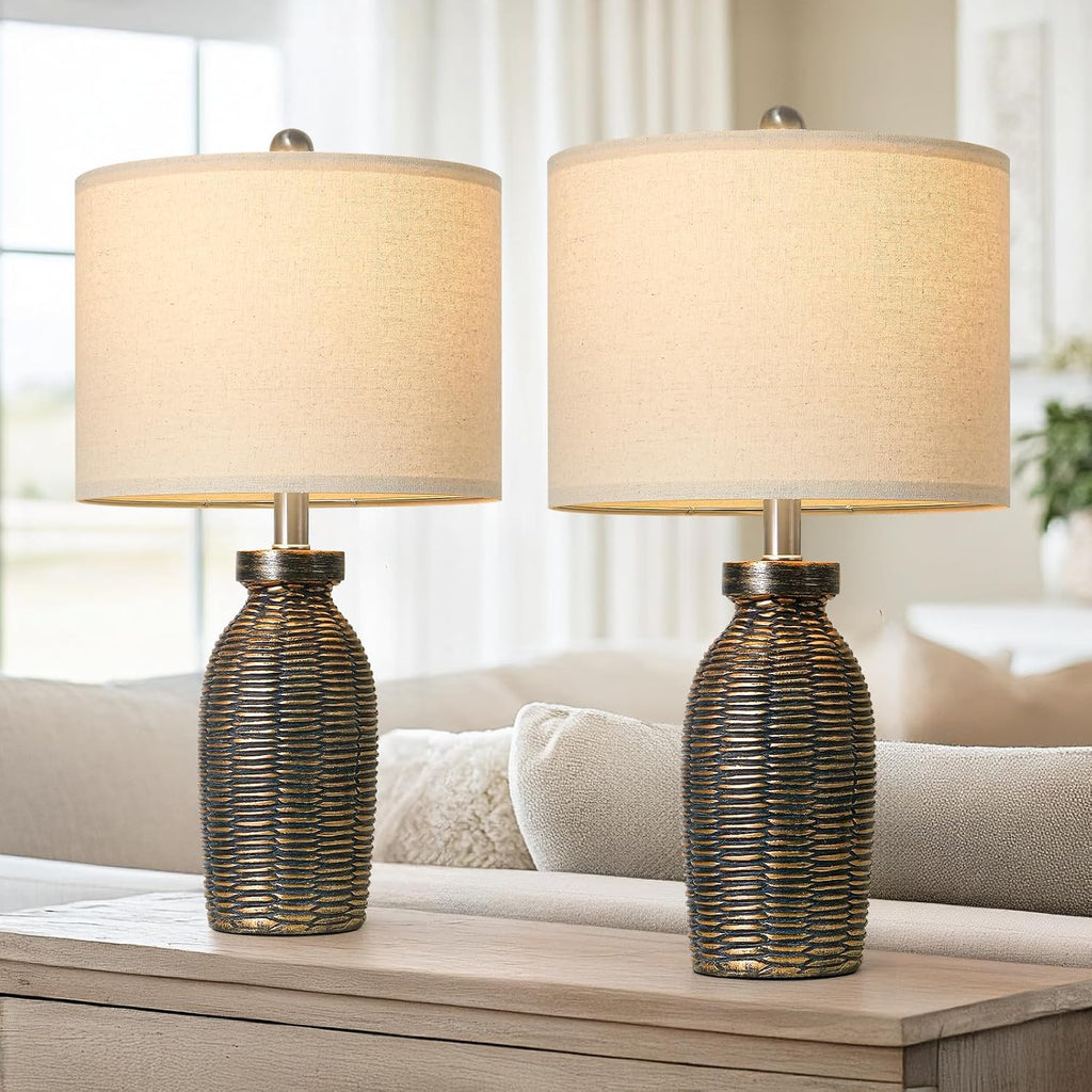 22.75" Table Lamps for Living Room Small Lamps for Bedroom Bedside Lamps Set of 2 Boho Lamps for Night Stands Nightstand Lamp Farmhouse Vintage Rustic Modern Side End Table Lamp Light Home Deco Gifts
