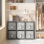 LUKYTOWER Cube Storage Organizer Shelf with 6 Printed Bins + Labels, Adjustable Modular Cubby Storage Organizer with Bins, Large Capacity Shelves for Storage,Closet, Living Room, Dorm, Yarn