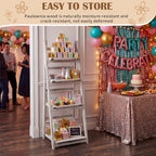 Sintuff White Wooden 4-tier Foldable Ladder Shelf, Sturdy Dessert & Snack Display Stand for Birthday Party & Wedding, Indoor Stand Corner Storage Bookshelf, Rustic Storage Rack, No Tool Assembly