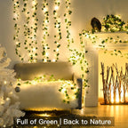 suddus Vine with Fairy Lights Battery Operated, 33ft100 LED Pothos String Lights with Remote, Leaf Lights for Bedroom, Room, Wall, Garden, Party, Wedding Dorm Decor(Warm White)