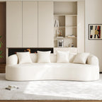 Oversized Sectional Sofa for Living Room, Modern Luxury Plush Chenille 4-Seater Extra Deep & Wide Seat Curved Cloud Couch with 4 Throw Pillows, No Assembly Needed, Cream White